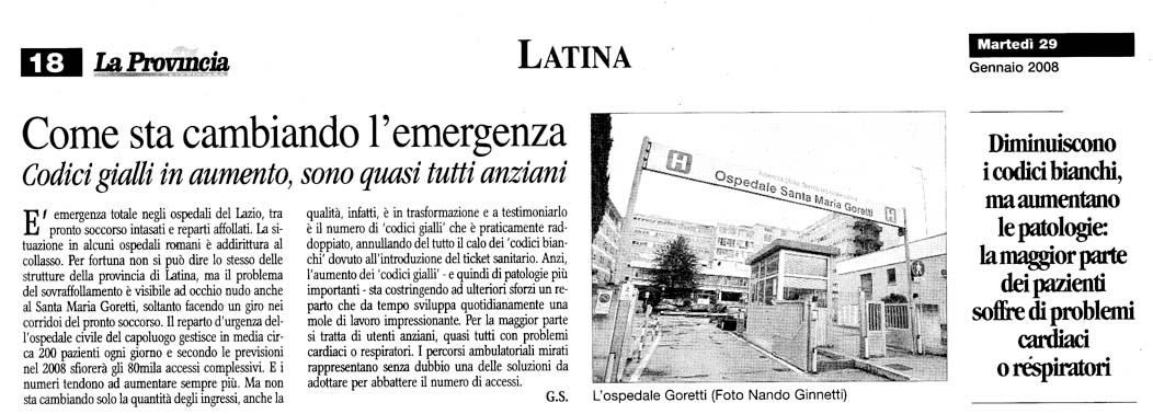La Provincia 29.01.2008 Rassegna stampa sanita' provincia Latina Ordine Medici Latina