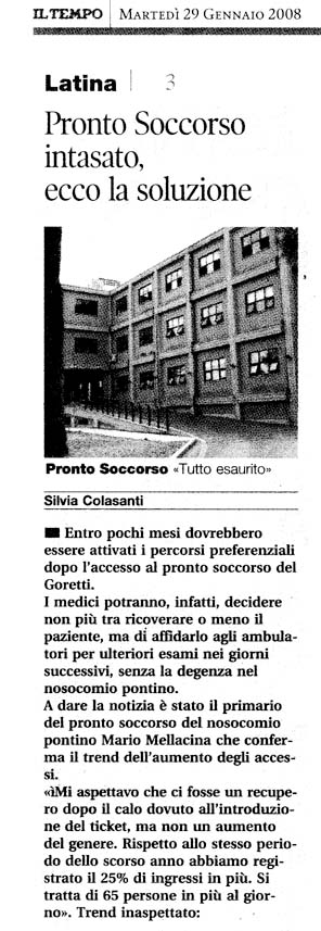 Il Tempo 29.01.2008 Rassegna stampa sanita' provincia Latina Ordine Medici Latina