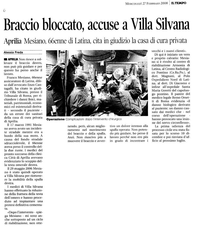 Il Tempo 27.02.2008 Rassegna stampa sanita' provincia Latina Ordine Medici Latina