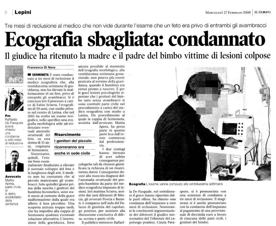 Il Tempo 27.02.2008 Rassegna stampa sanita' provincia Latina Ordine Medici Latina