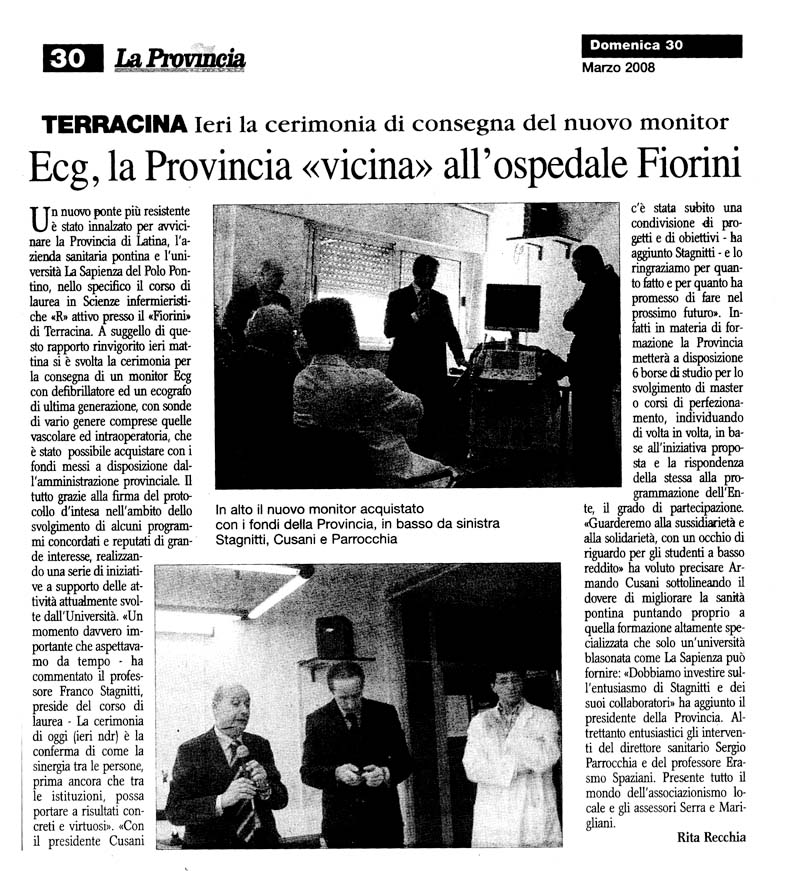 La Provincia 30.03.2008 Rassegna stampa sanita' provincia Latina Ordine Medici Latina