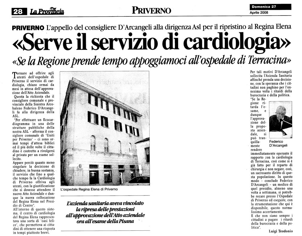 La Provincia 27.04.2008 Rassegna stampa sanita' provincia Latina Ordine Medici Latina
