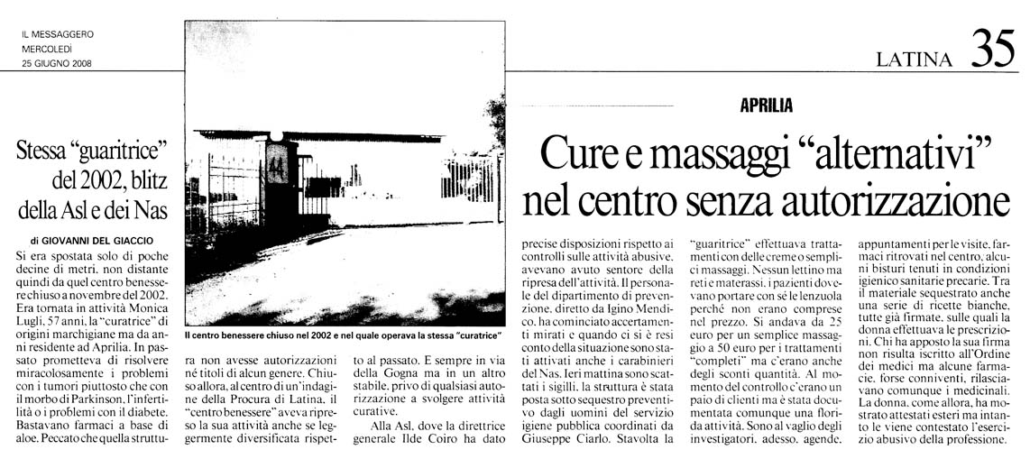 Il Messaggero 25.06.2008 Rassegna stampa sanita' provincia Latina Ordine Medici Latina