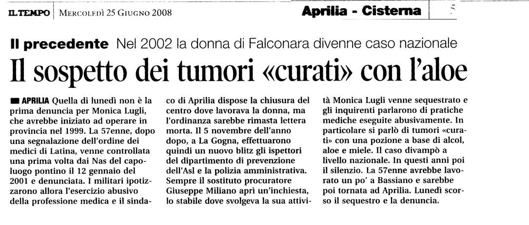 Il Tempo 25.06.2008 Rassegna stampa sanita' provincia Latina Ordine Medici Latina