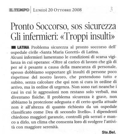 Il Tempo 20.10.2008 Rassegna stampa sanita' provincia Latina Ordine Medici Latina
