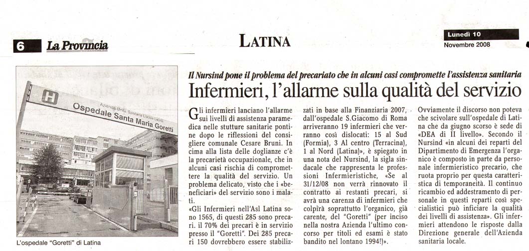La Provincia 10.11.2008 Rassegna stampa sanita' provincia Latina Ordine Medici Latina
