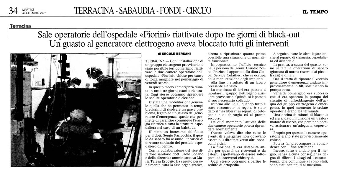 Il Tempo 04.09.2007 Rassegna stampa sanita' provincia Latina Ordine Medici Latina