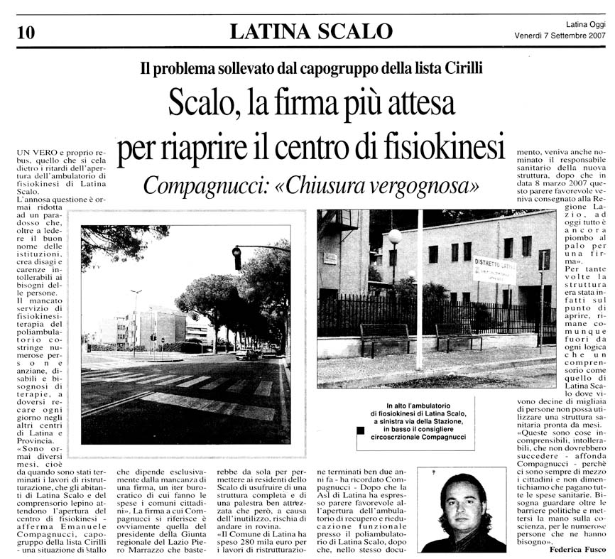 Latina Oggi 07.09.2007 Rassegna stampa sanita' provincia Latina Ordine Medici Latina