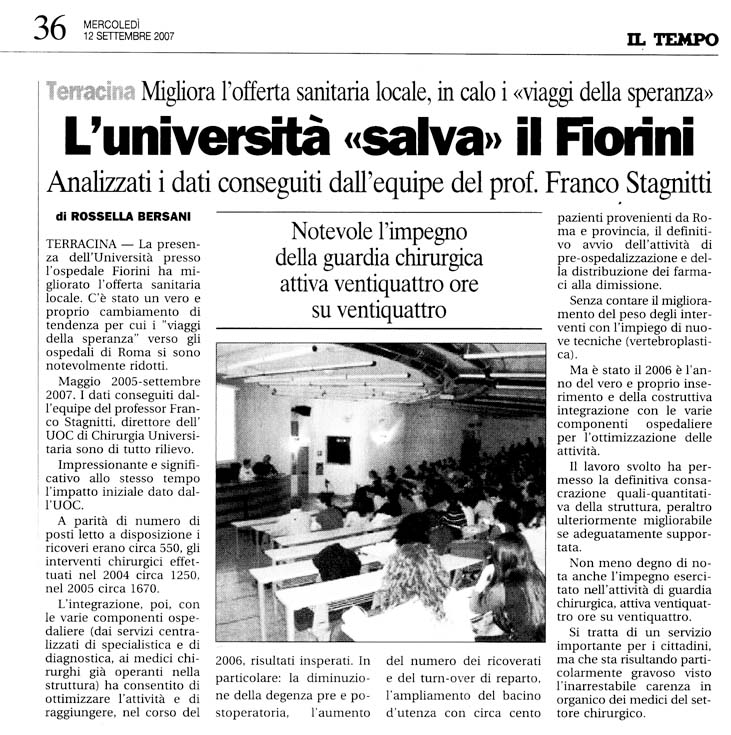 Il Tempo 12.09.2007 Rassegna stampa sanita' provincia Latina Ordine Medici Latina