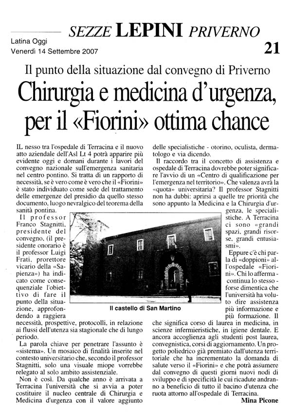 Latina Oggi 14.09.2007 Rassegna stampa sanita' provincia Latina Ordine Medici Latina