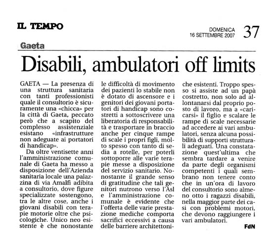 Il Tempo 16.09.2007 Rassegna stampa sanita' provincia Latina Ordine Medici Latina