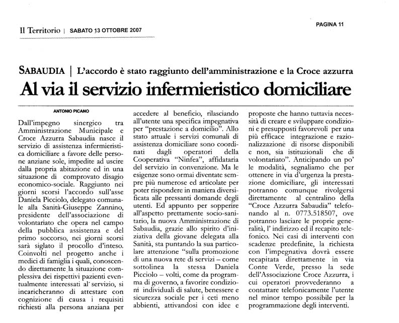Il Territorio 13.10.2007 Rassegna stampa sanita' provincia Latina Ordine Medici Latina