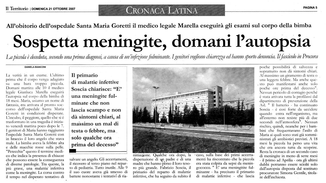 Il Territorio 21.10.2007 Rassegna stampa sanita' provincia Latina Ordine Medici Latina