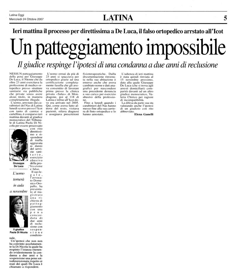 Latina Oggi 24.10.2007 Rassegna stampa sanita' provincia Latina Ordine Medici Latina