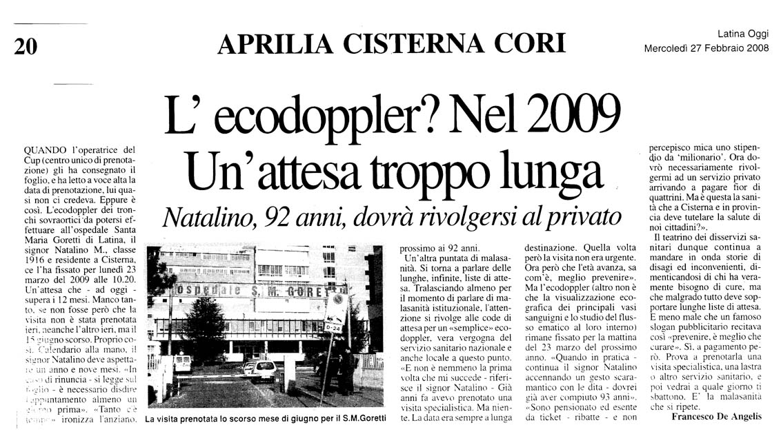 Latina Oggi 27.02.2008 Rassegna stampa sanita' provincia Latina Ordine Medici Latina