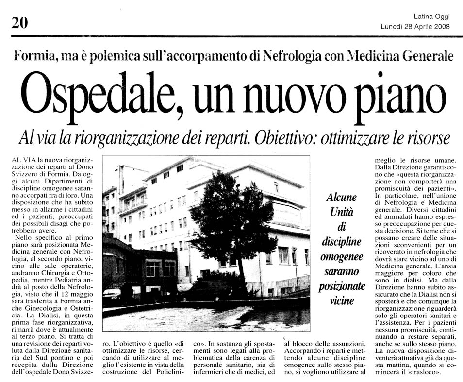 Latina Oggi 28.04.2008 Rassegna stampa sanita' provincia Latina Ordine Medici Latina