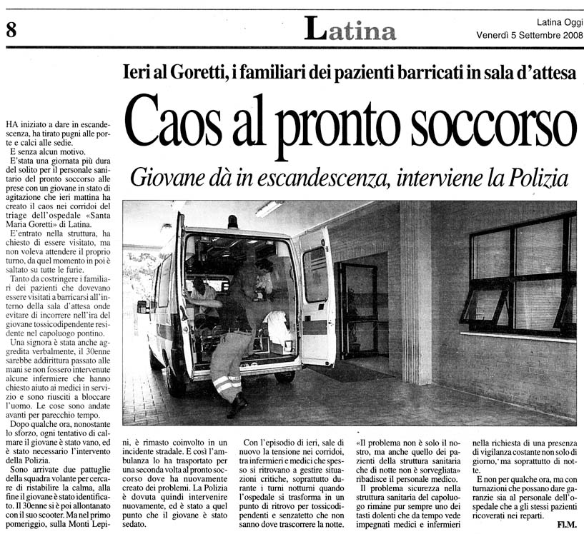 Latina Oggi 05.09.2008 Rassegna stampa sanita' provincia Latina Ordine Medici Latina