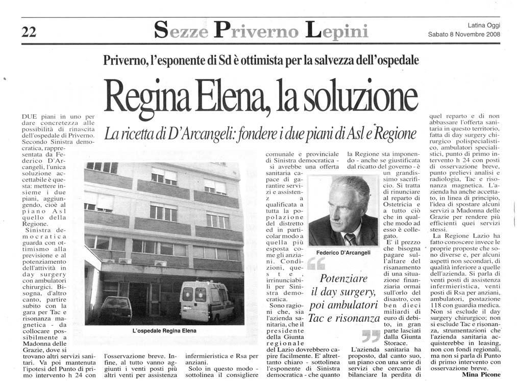 Latina Oggi 08.11.2008 Rassegna stampa sanita' provincia Latina Ordine Medici Latina