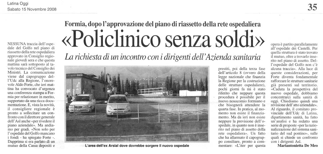 Latina Oggi 15.11.2008 Rassegna stampa sanita' provincia Latina Ordine Medici Latina
